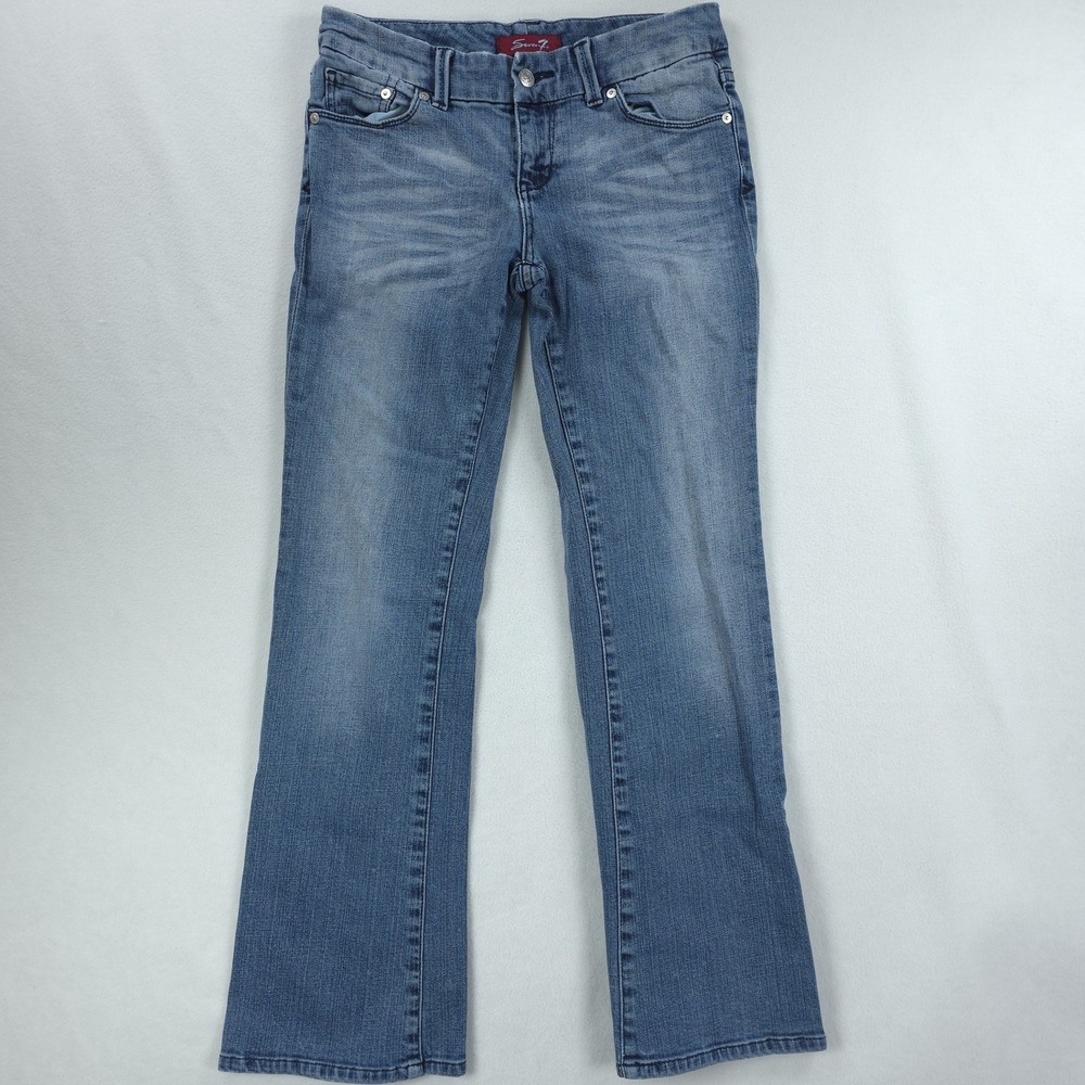 Seven7 Jeans Womens 4 Blue Bootcut Stretch Embroidered Medium Wash Denim Y2K